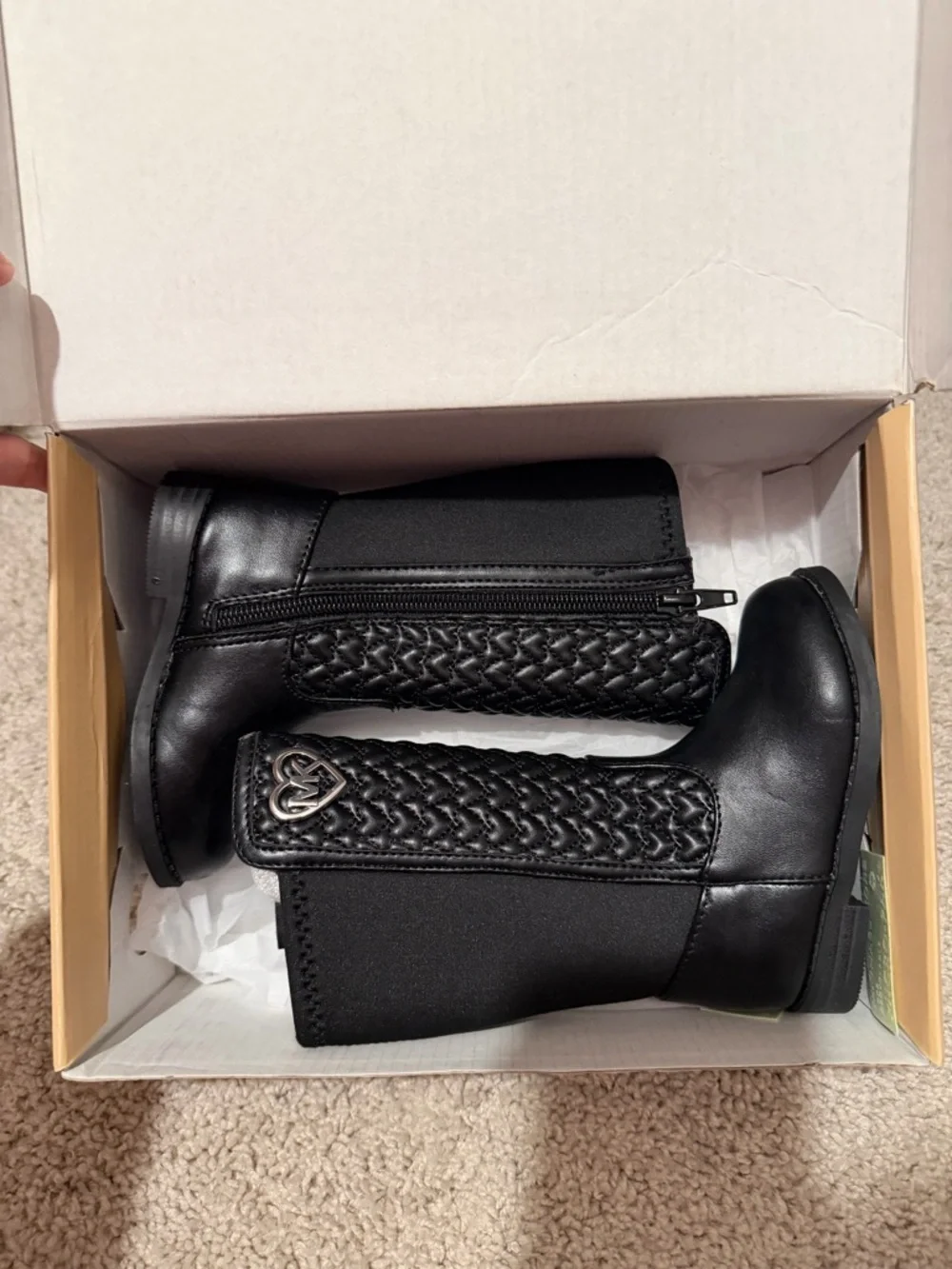 Michael Kors Black Quilted toddler Girls' Boots with MK Heart Emblem